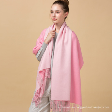 Alta calidad nueva moda de diseño personalizado invierno caliente venta sólido dos colores bufanda de lana